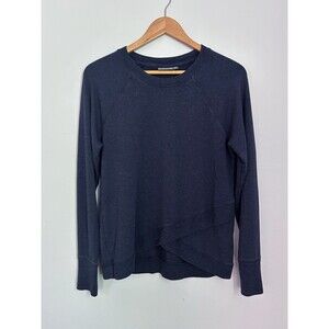 Athleta Navy Blue Modal Blend Sweatshirt Top Womens Medium M Asymmetrical Hem